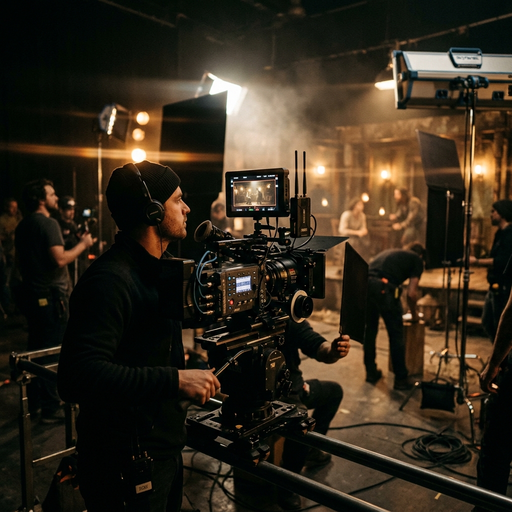 Detrás de la cámara en una producción cinematográfica
